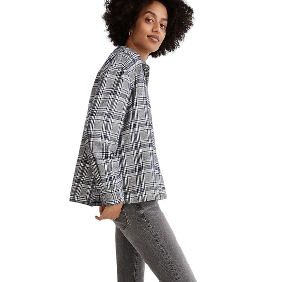 Madewell - NWT Flannel Westlake Cropped Button Down Shirt in Dubin Plaid Sz XS - Picture 2 of 10